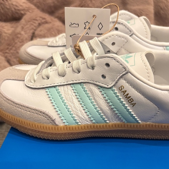 Adidas Samba OG Toddler Kids Sneakers - White and Light Blue - Picture 2 of 9